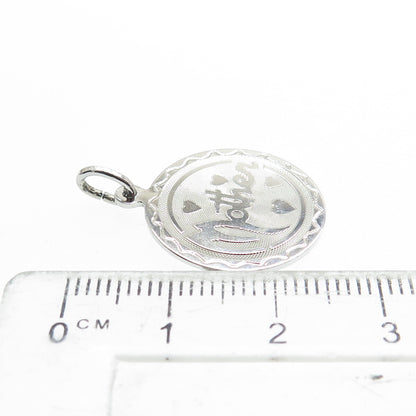 SPENCER CO. 925 Sterling Silver Vintage "Mother" Textured Round Charm Pendant
