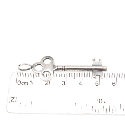 925 Sterling Silver Vintage Club Key Oxidized Charm Pendant
