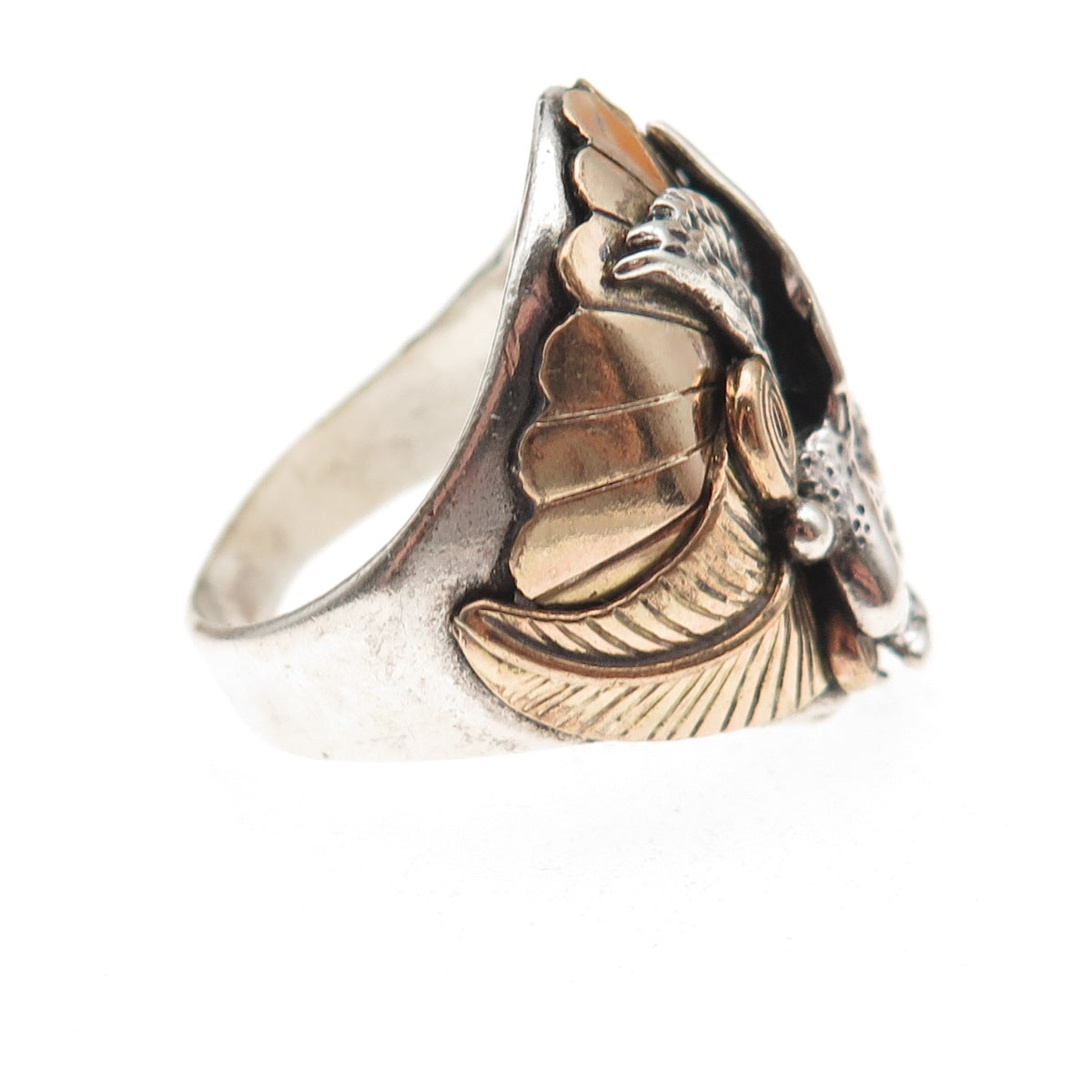 Old Pawn 925 Sterling Silver 2-Tone Vintage Southwestern Eagle Ring Size 11