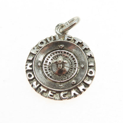 925 Sterling Silver Vintage Roulette Good Luck Charm Pendant