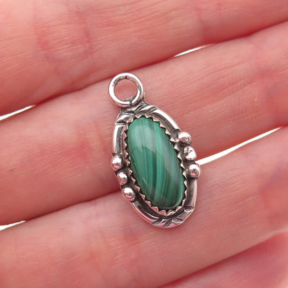 Benjamin James Navajo Old Pawn Sterling Silver Vintage Malachite Charm Pendant