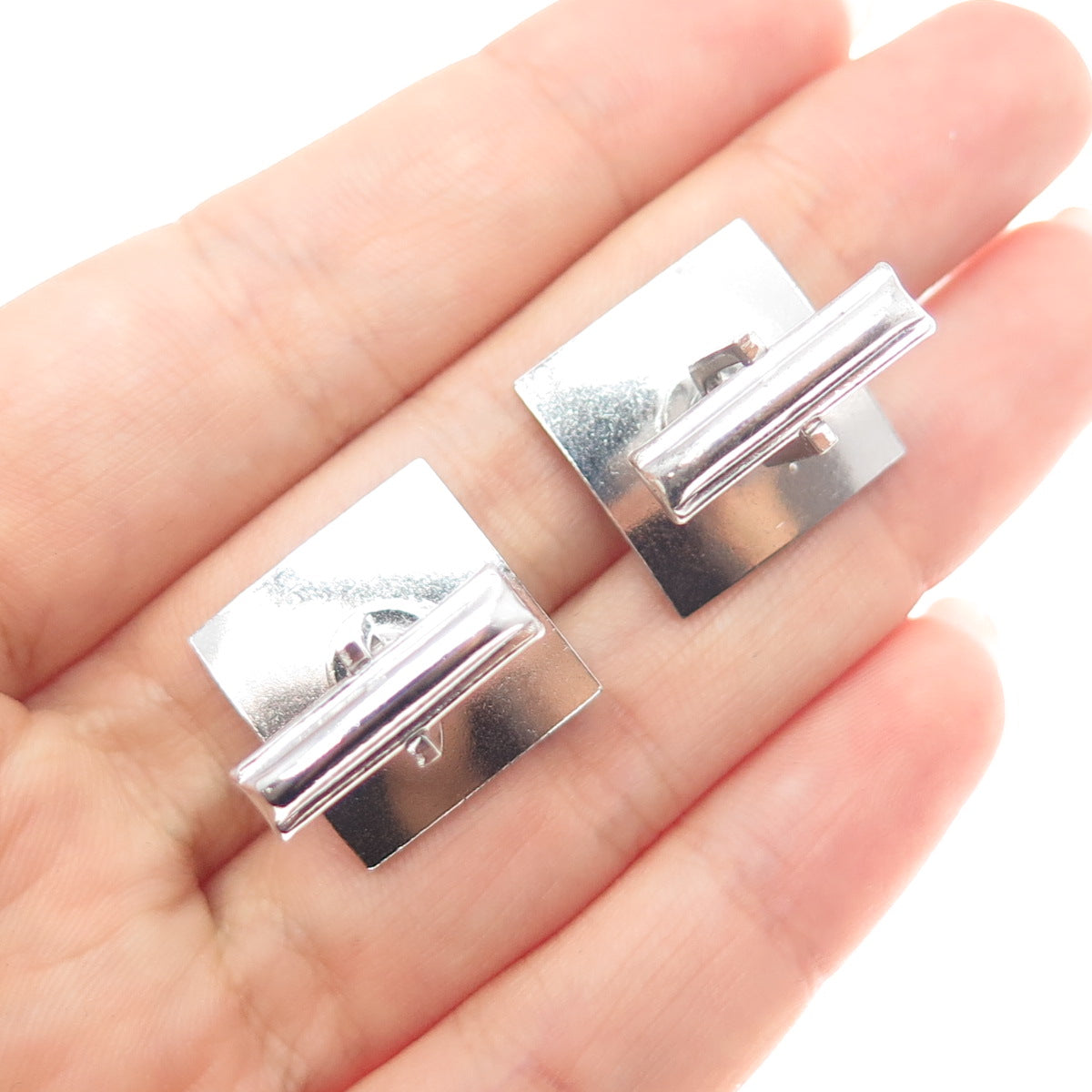 925 Sterling Silver Vintage Engraved Modernist Cufflinks