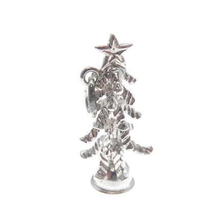 925 Sterling Silver Vintage Christmas Tree Minimalist 3D Charm Pendant