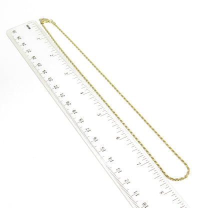 P. LUX 925 Sterling Silver Gold Plated Italy Rope Chain Necklace 16"