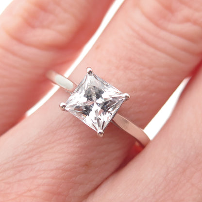 Chuck Clemency 925 Sterling Silver Princess-Cut C Z Engagement Ring Size 6