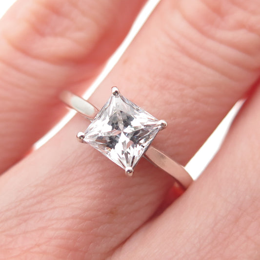 Chuck Clemency 925 Sterling Silver Princess-Cut C Z Engagement Ring Size 6