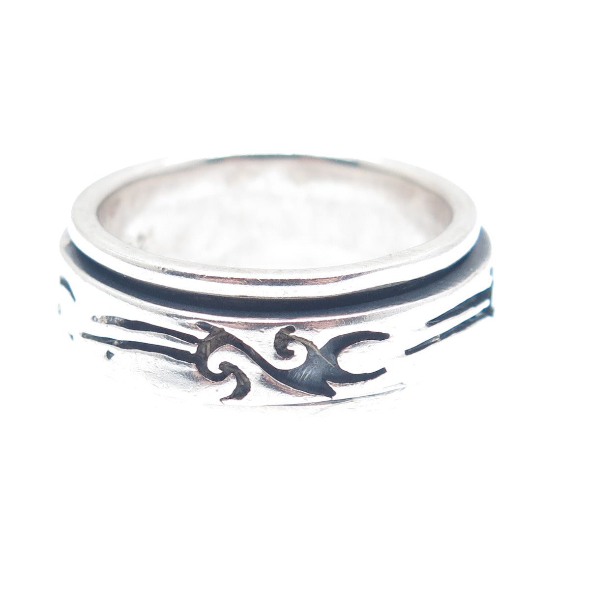 925 Sterling Silver Vintage Tribal Band Ring Size 9.5