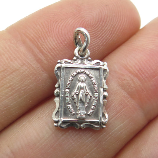 HAYWARD Sterling Silver Antique St. Mary Miraculous Religious Minimalist Pendant