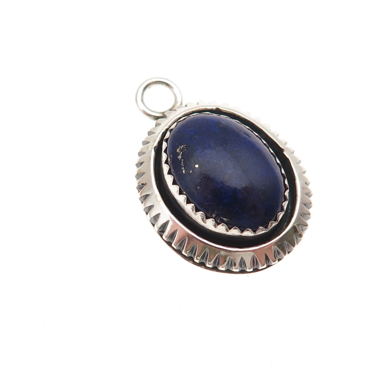 Old Pawn 925 Sterling Silver Vintage Southwestern Lapis Tribal Charm Pendant