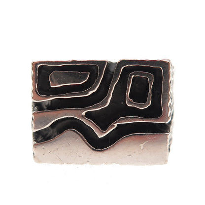 925 Sterling Silver Vintage Modernist Oxidized Ring Size 10.25