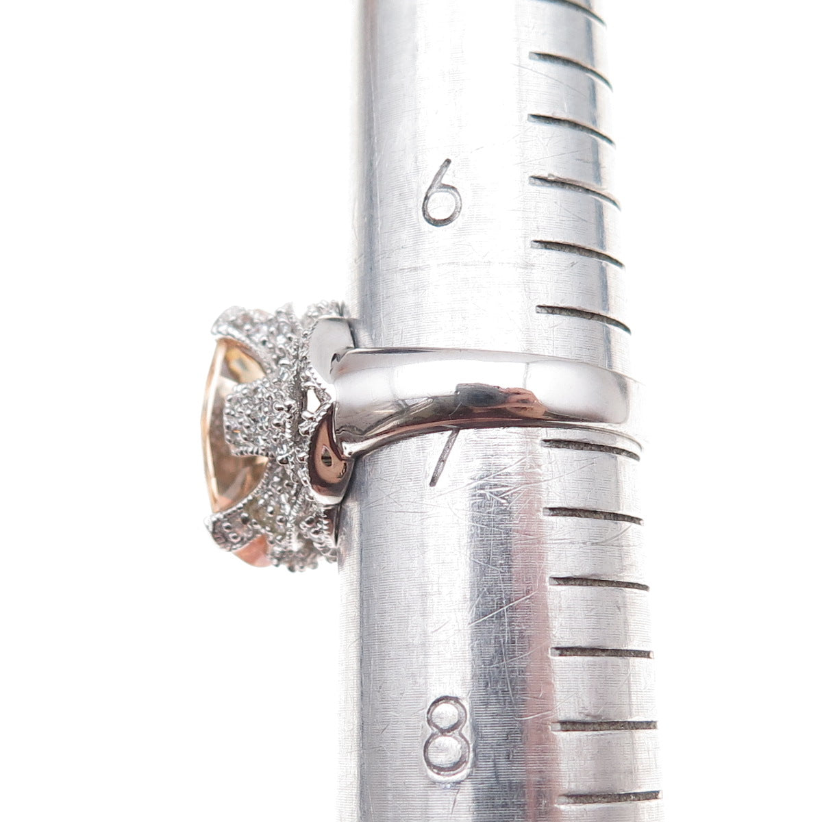Joseph Esposito 925 Sterling Silver Champagne & White C Z Ring Size 7