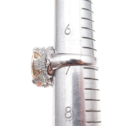 Joseph Esposito 925 Sterling Silver Champagne & White C Z Ring Size 7