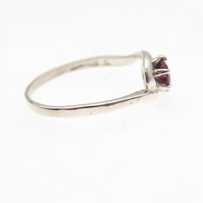 Tommy Long 925 Sterling Silver Vintage Real Tourmaline Bypass Ring Size 7.5