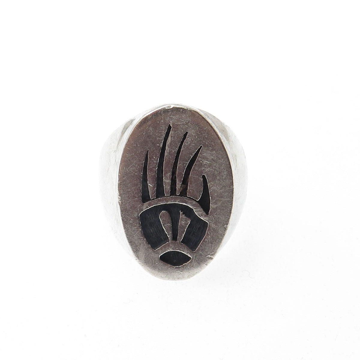 ANDREW SAUFKIE HOPI Old Pawn Sterling Silver Vintage Bear Paw Ring Size 11.25