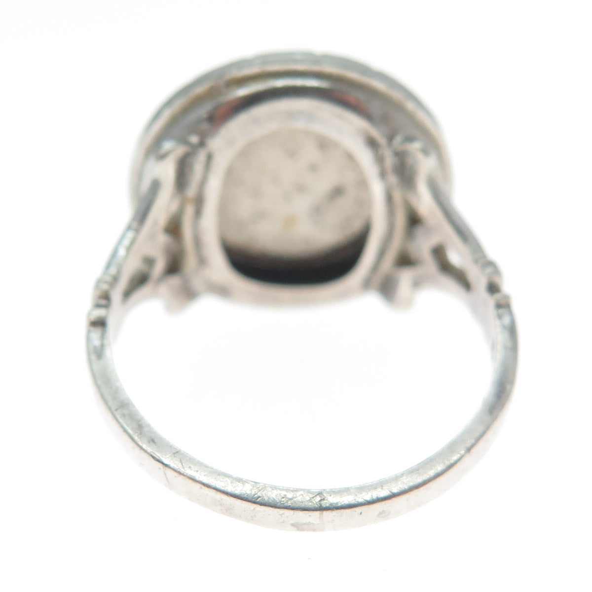 THEDA 925 Sterling Silver Antique Art Deco Real Marcasite Round Ring Size 7