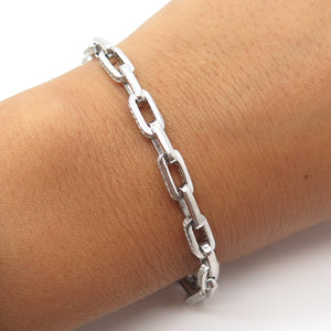 925 Sterling Silver White C Z Cable Link Bracelet 8.5"