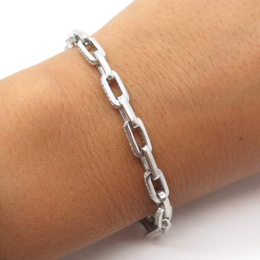 925 Sterling Silver White C Z Cable Link Bracelet 8.5"