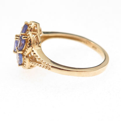 Chuck Clemency 925 Sterling Silver Gold Plated Real Tanzanite Ring Size 8.25