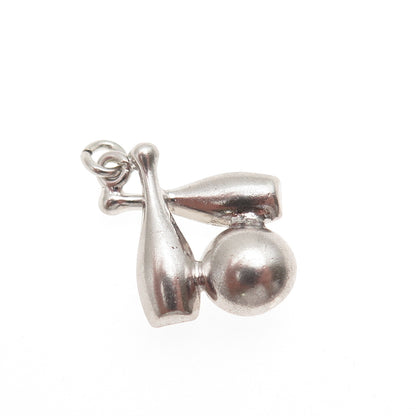 925 Sterling Silver Vintage Bowling Ball & Pins Mini Charm Pendant