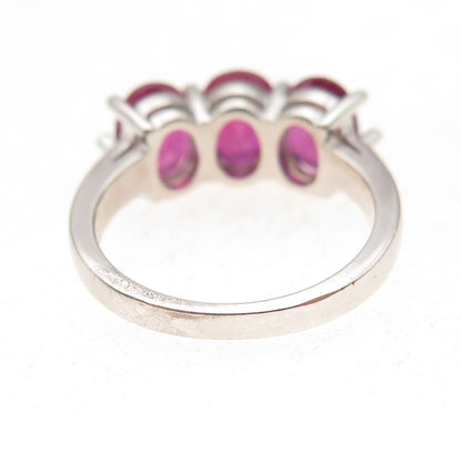 925 Sterling Silver Real Oval-Cut Ruby Ring Size 7