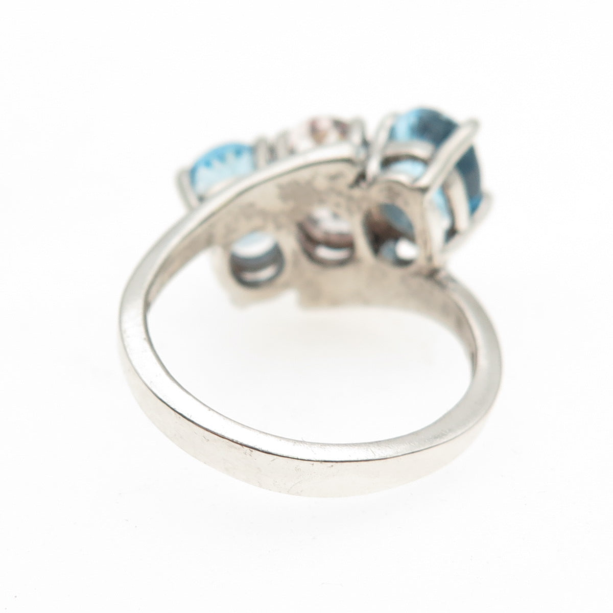 925 Sterling Silver Vintage Real Oval-Cut Blue Topaz & Kunzite Ring Size 6.75