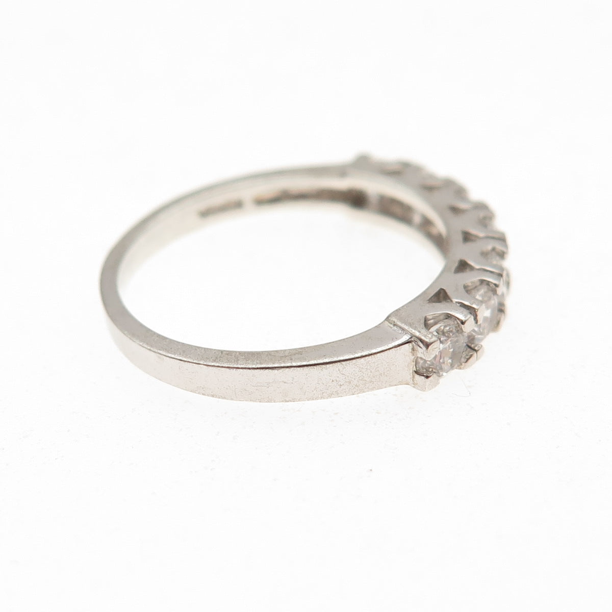 925 Sterling Silver Round-Cut C Z Half Eternity Band Ring Size 6