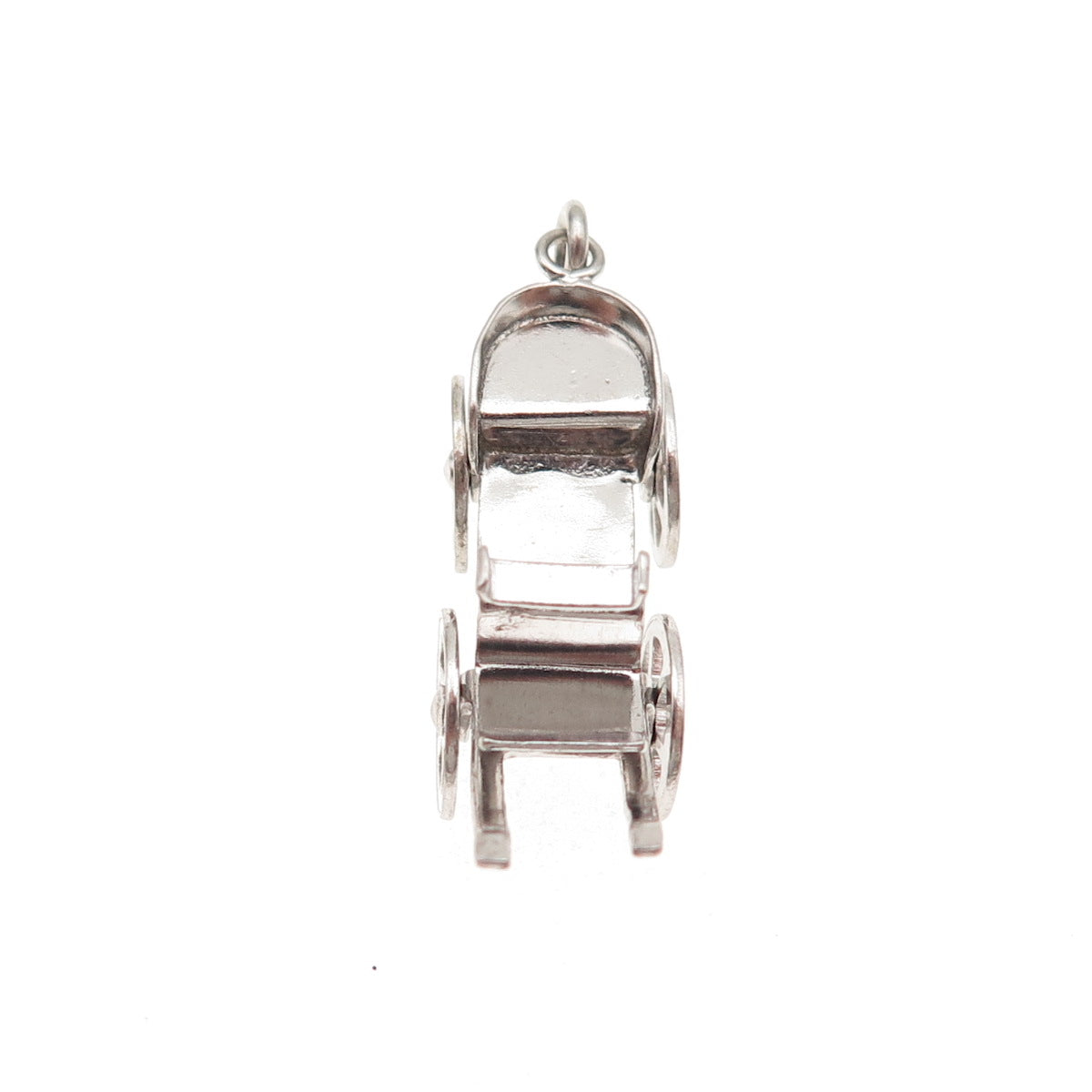 925 Sterling Silver Antique Art Deco Carriage Movable 3D Mini Charm Pendant