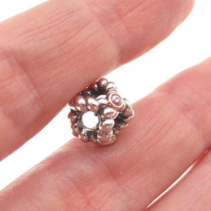 PANDORA 925 Sterling Silver Gold Purple C Z Binding Beauty Slide Bead Charm