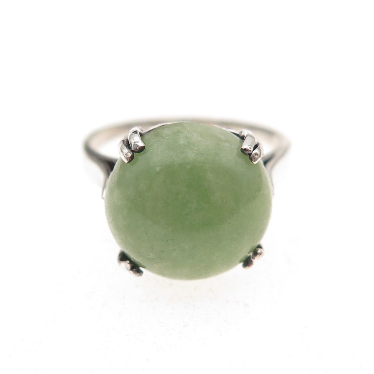 925 Sterling Silver Vintage Real Jade Oxidized Ring Size 5.75