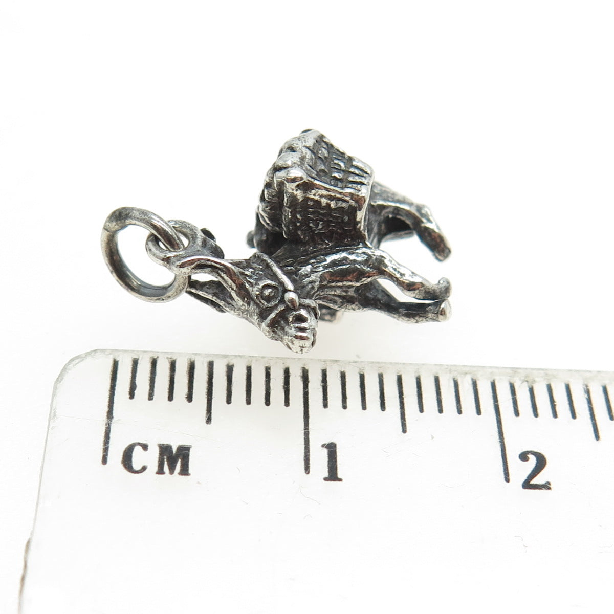 925 Sterling Silver Vintage Donkey Caravan Minimalist 3D Charm Pendant