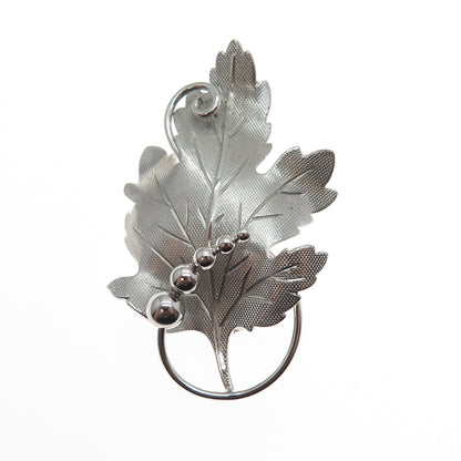 CARL ART 925 Sterling Silver Antique Art Deco Floral Leaf Pin Brooch