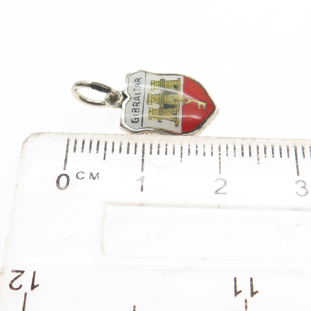 FRITZ REU & CO. 800 Silver Vintage Enamel Gibraltar Minimalist Charm Pendant
