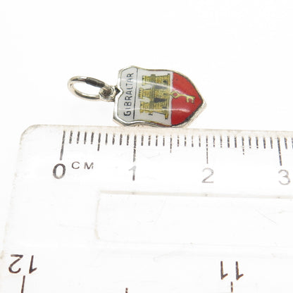 FRITZ REU & CO. 800 Silver Vintage Enamel Gibraltar Minimalist Charm Pendant