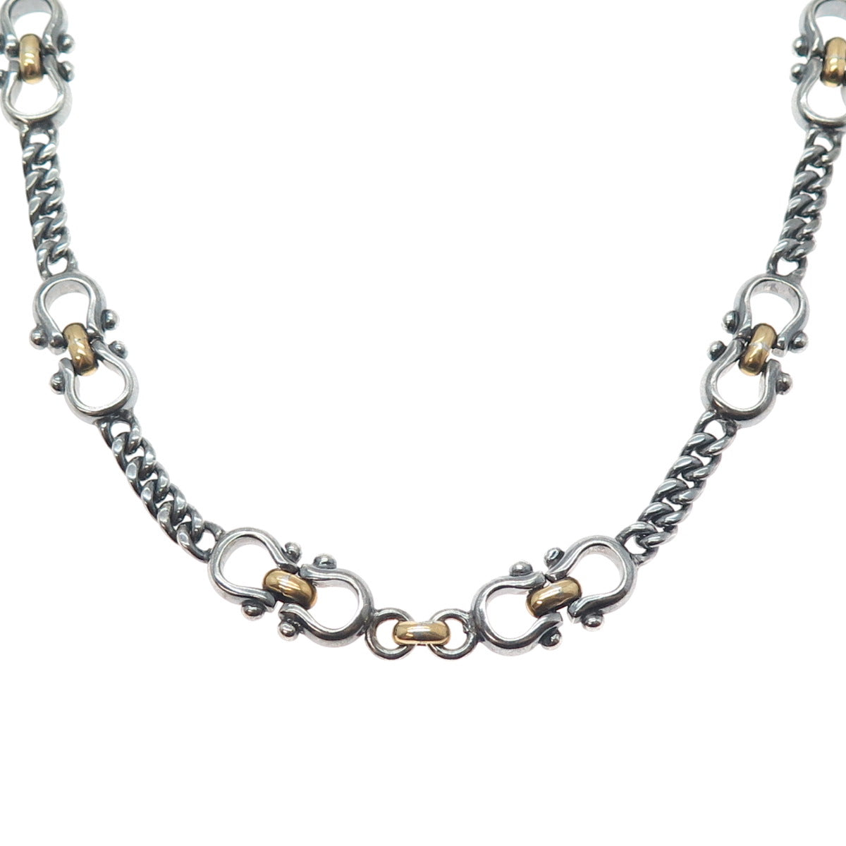 925 Sterling 2-Tone Vintage Mexico Horseshoe Heavy 101.5g Oxidized Necklace 18"