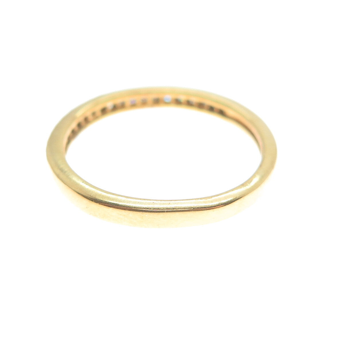 925 Sterling Silver Gold Plated Real Round-Cut Diamond Eternity Ring Size 6.75