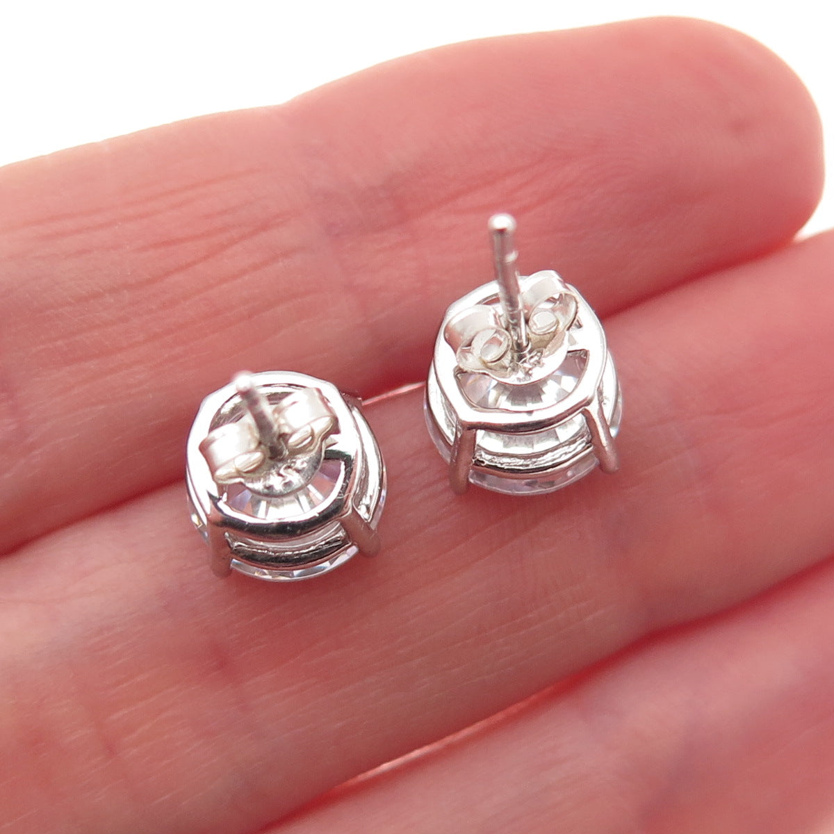 JCM Jacmel Mauritius 925 Sterling Silver Round-Cut C Z Stud Earrings