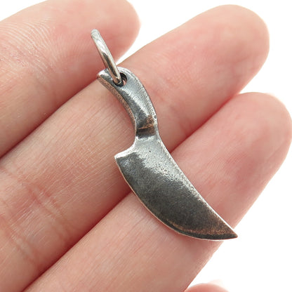 925 Sterling Silver Vintage Kitchen Knife Oxidized Charm Pendant