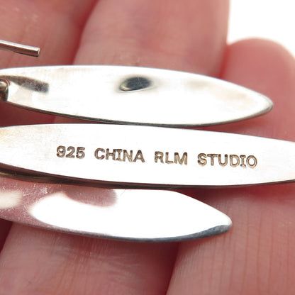 Robert Lee Morris 925 Sterling Silver 2-Tone Vintage Modernist Dangle Earrings