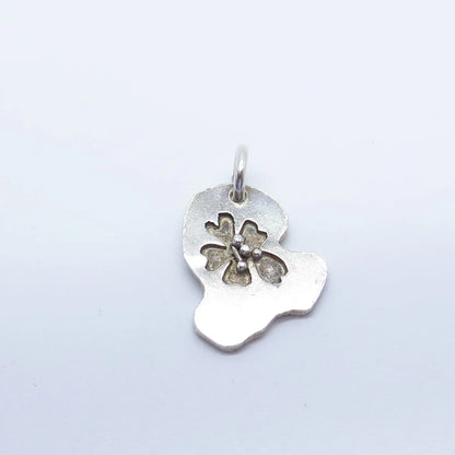 925 Sterling Silver Vintage BEAU Floral Charm Pendant