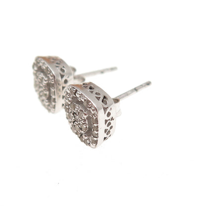 925 Sterling Silver Real Round-Cut Diamond Stud Earrings