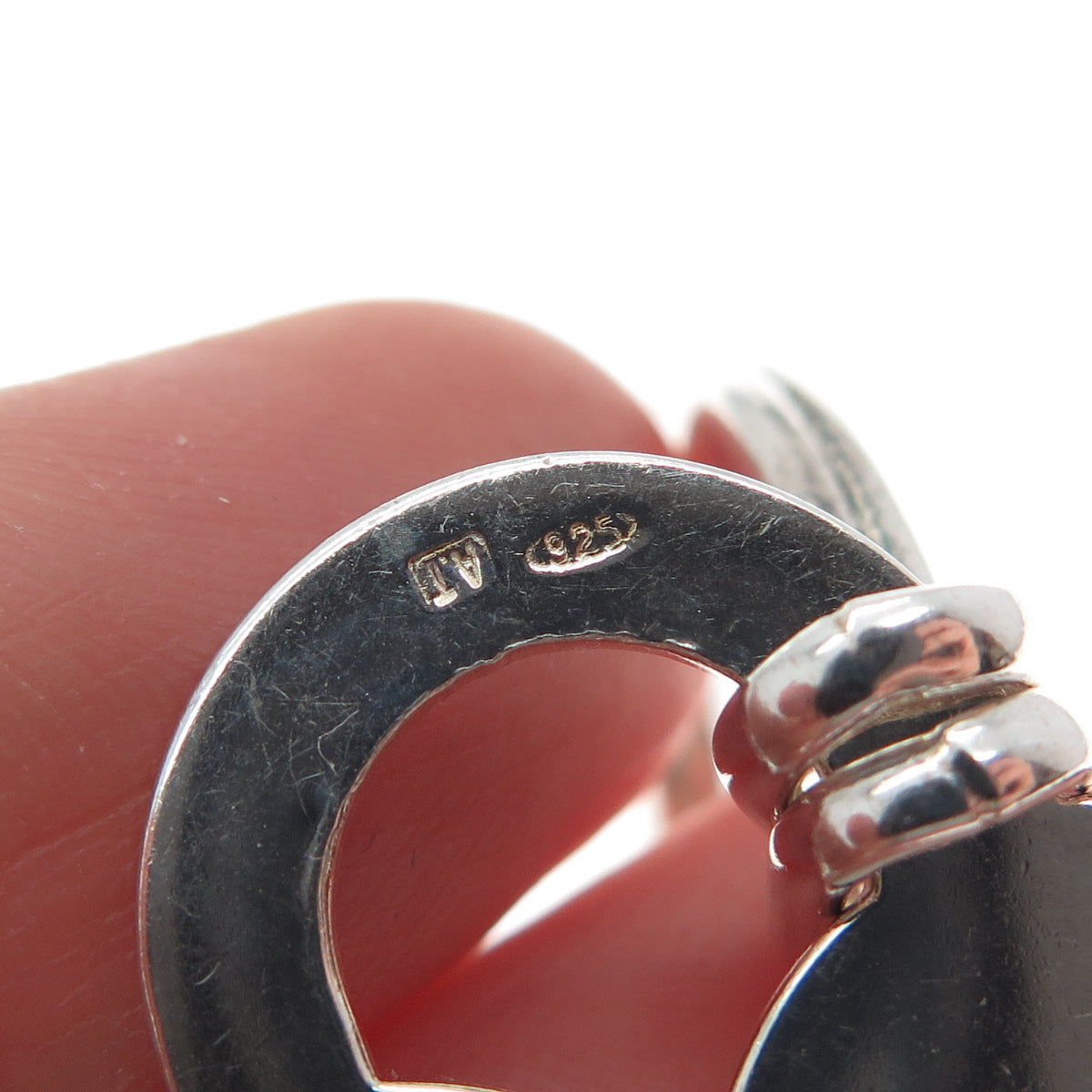 925 Sterling Silver Vintage Heart Tag Key Fob Ring Holder