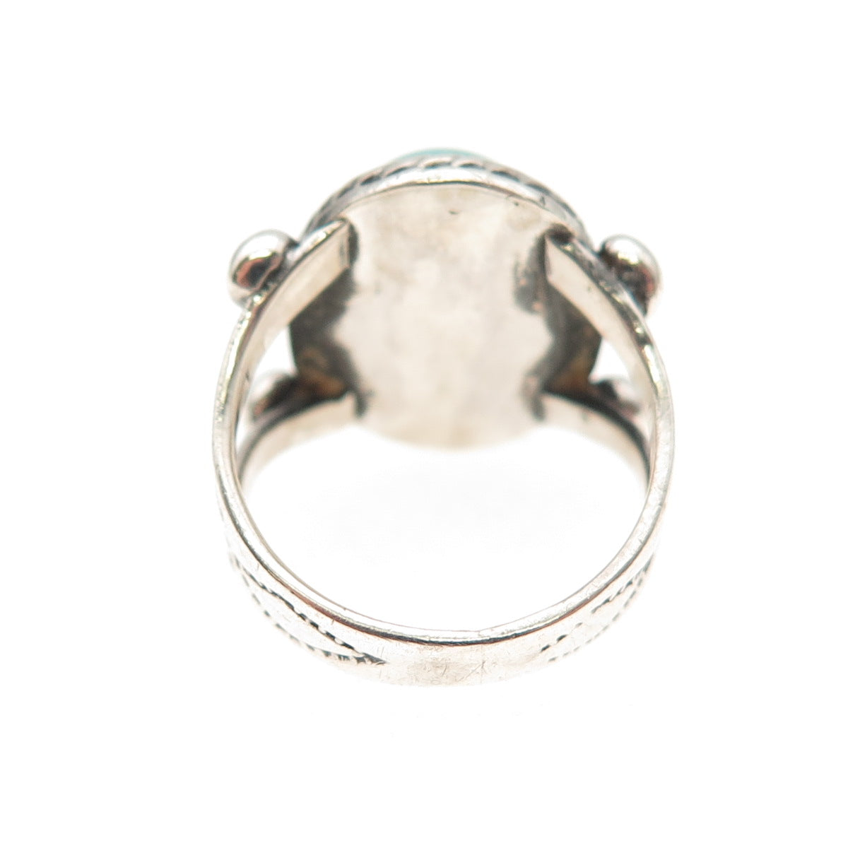 Old Pawn 925 Sterling Silver Vintage Southwestern Turquoise Tribal Ring Size 3