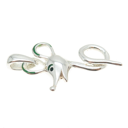 925 Sterling Silver Vintage Italy Enamel Mouse Modernist Pendant