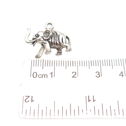 925 Sterling Silver Vintage Elephant Oxidized 3D Mini Charm Pendant