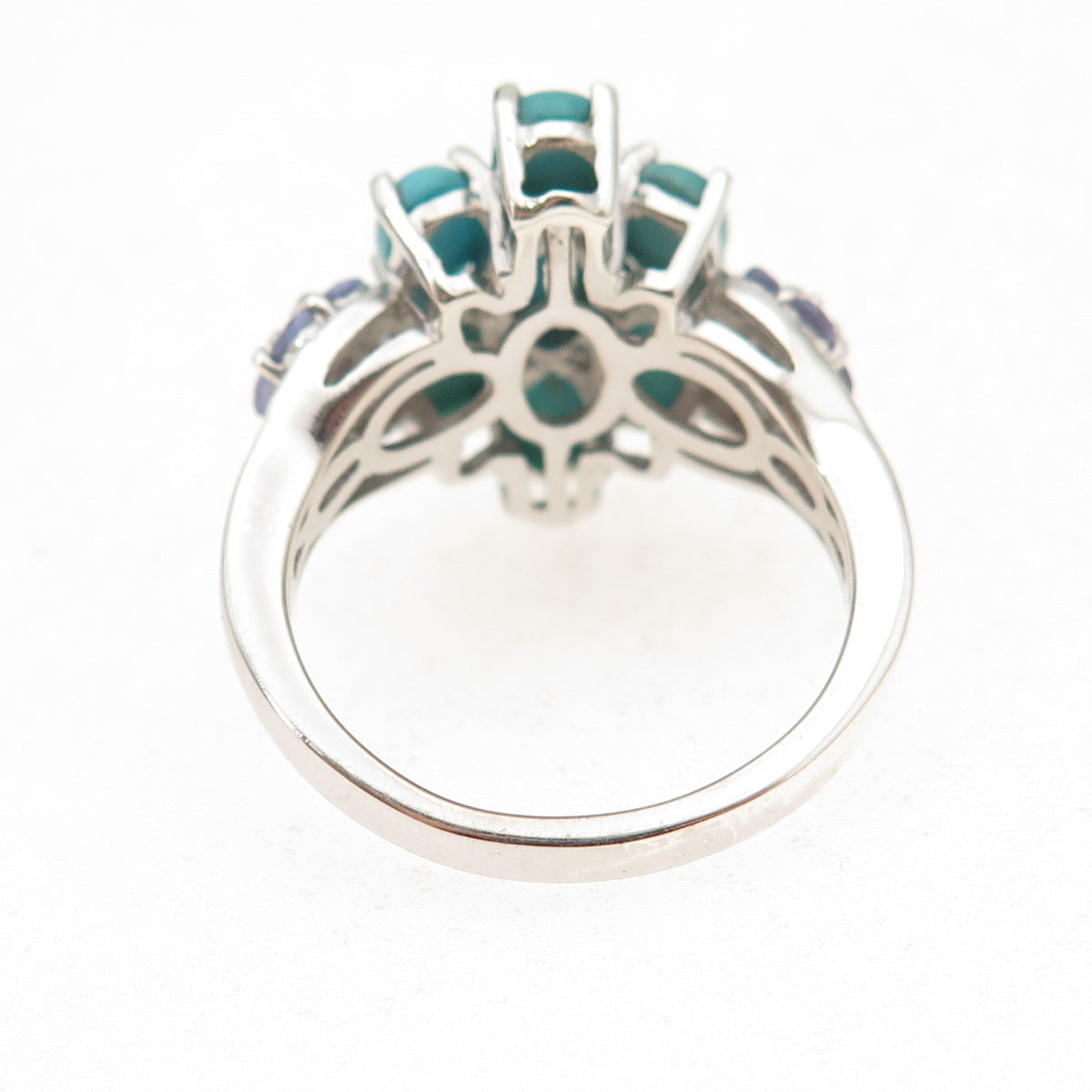 Chuck Clemency 925 Sterling Silver Real Turquoise & Tanzanite Ring Size 8.25