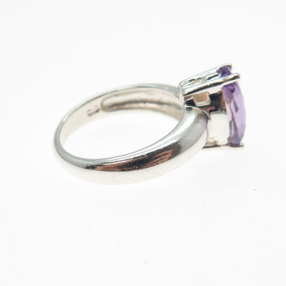 CLYDE DUNEIER CID 925 Sterling Silver Vintage Real Amethyst Ring Size 5.25