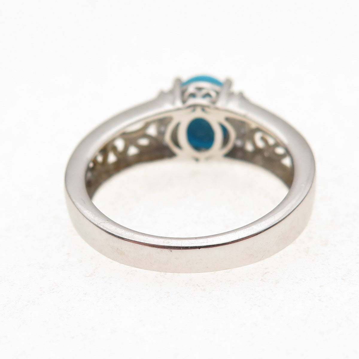 Chuck Clemency Sterling Silver 2-Tone Real Turquoise Tanzanite Ring Size 8.25