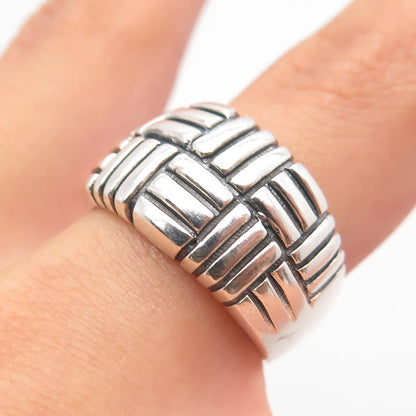 925 Sterling Silver Vintage Woven Wide Ring 7