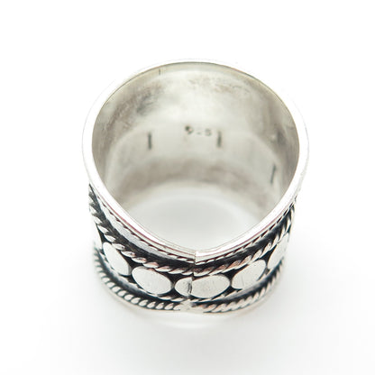 925 Sterling Silver Vintage Ethnic Statement Oxidized Ring Size 7.25