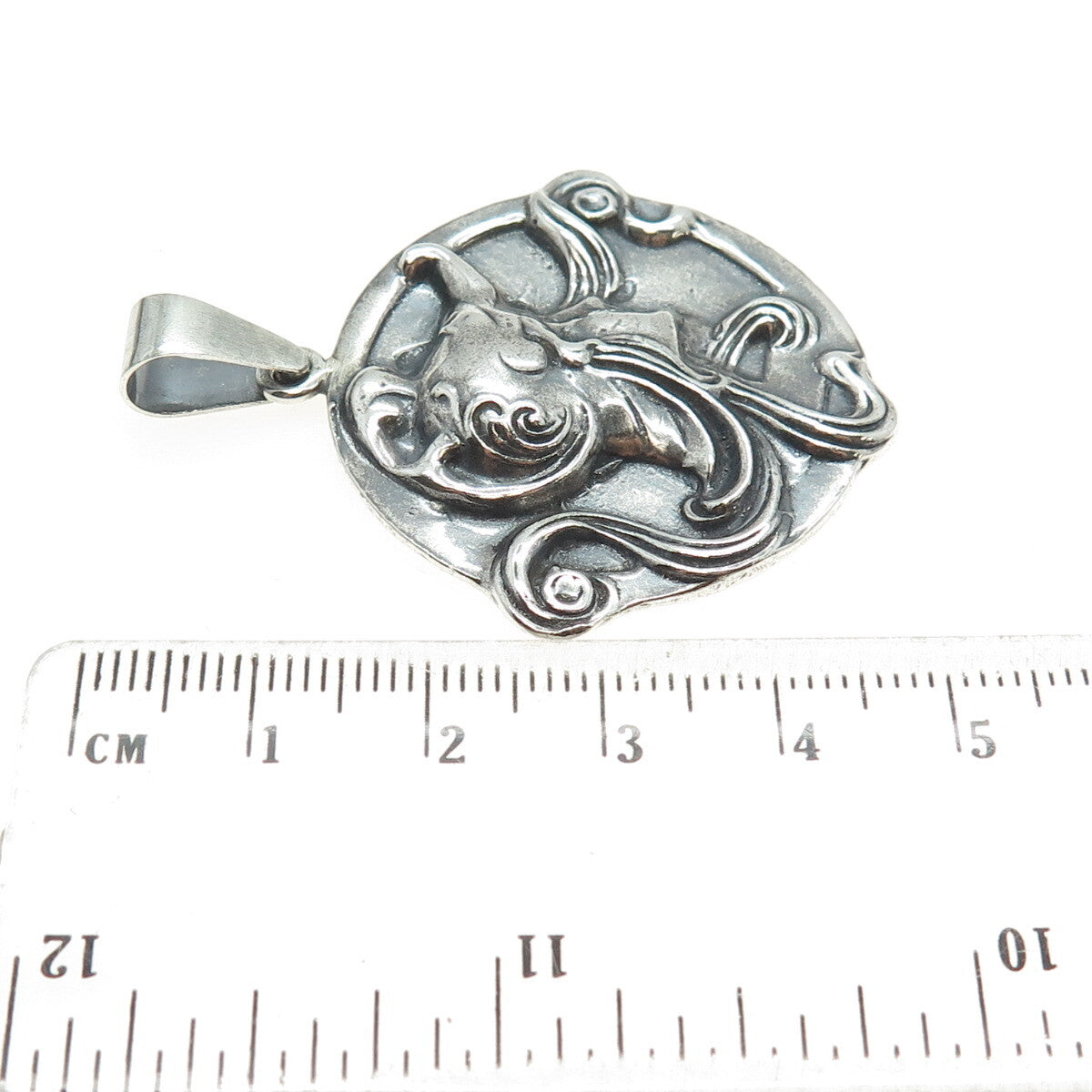 925 Sterling Silver Vintage Woman Warrior Oxidized Pendant